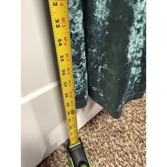 Free People Night Fever Jumpsuit Crushed Velvet Teal Size Small NWT - Picture 9 of 15